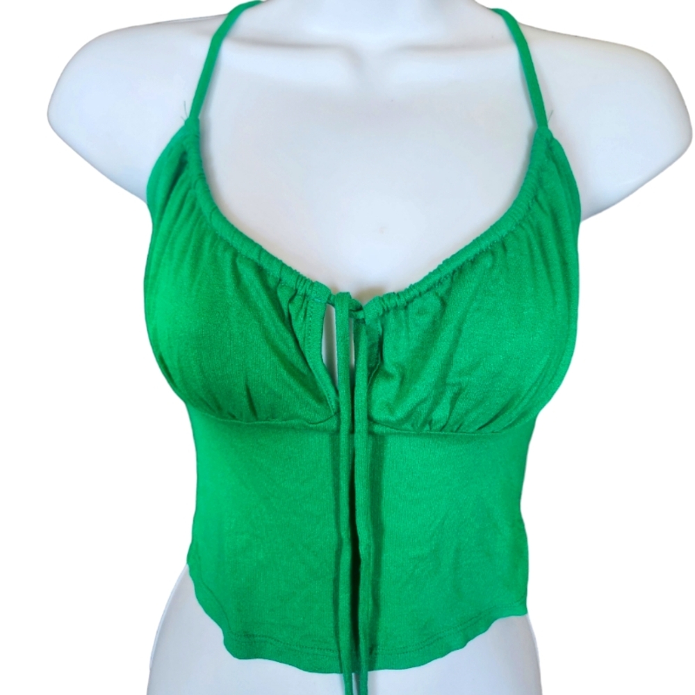 Ambiance Green Cotton Crop Top size M